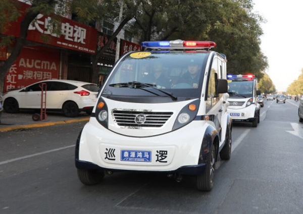 山東龍口20輛電動巡邏車上路執(zhí)勤(圖1)